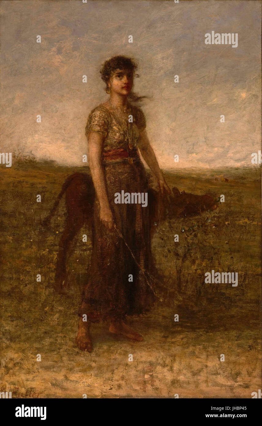 George Fuller - fille et Mollet (conduit à travers les prairies) - Banque D'Images