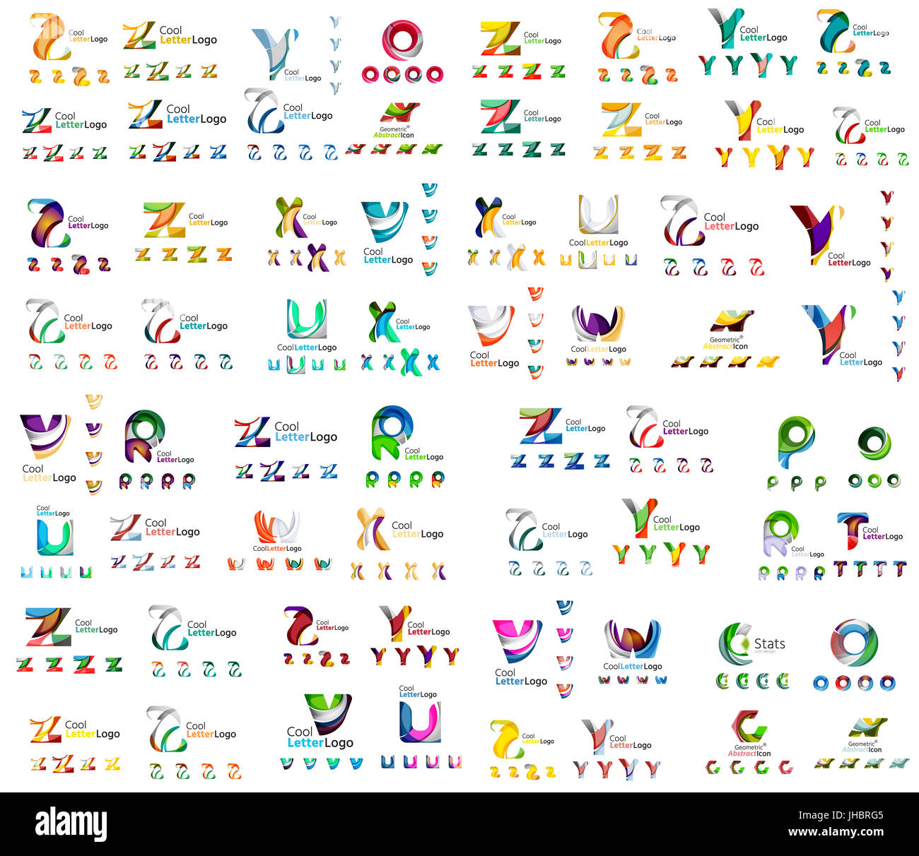 Mega ensemble d'geomeric les logos d'entreprise. Éléments de conception de marque d'entreprise Banque D'Images