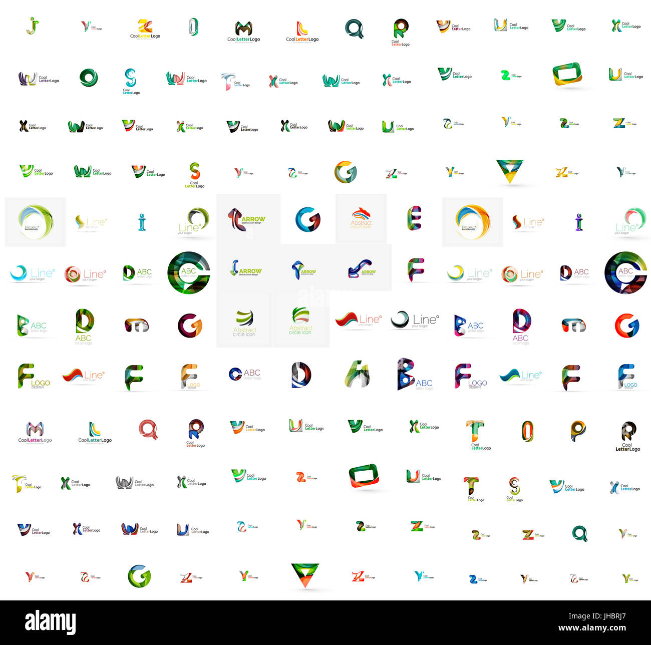Mega ensemble d'geomeric les logos d'entreprise. Éléments de conception de marque d'entreprise Banque D'Images