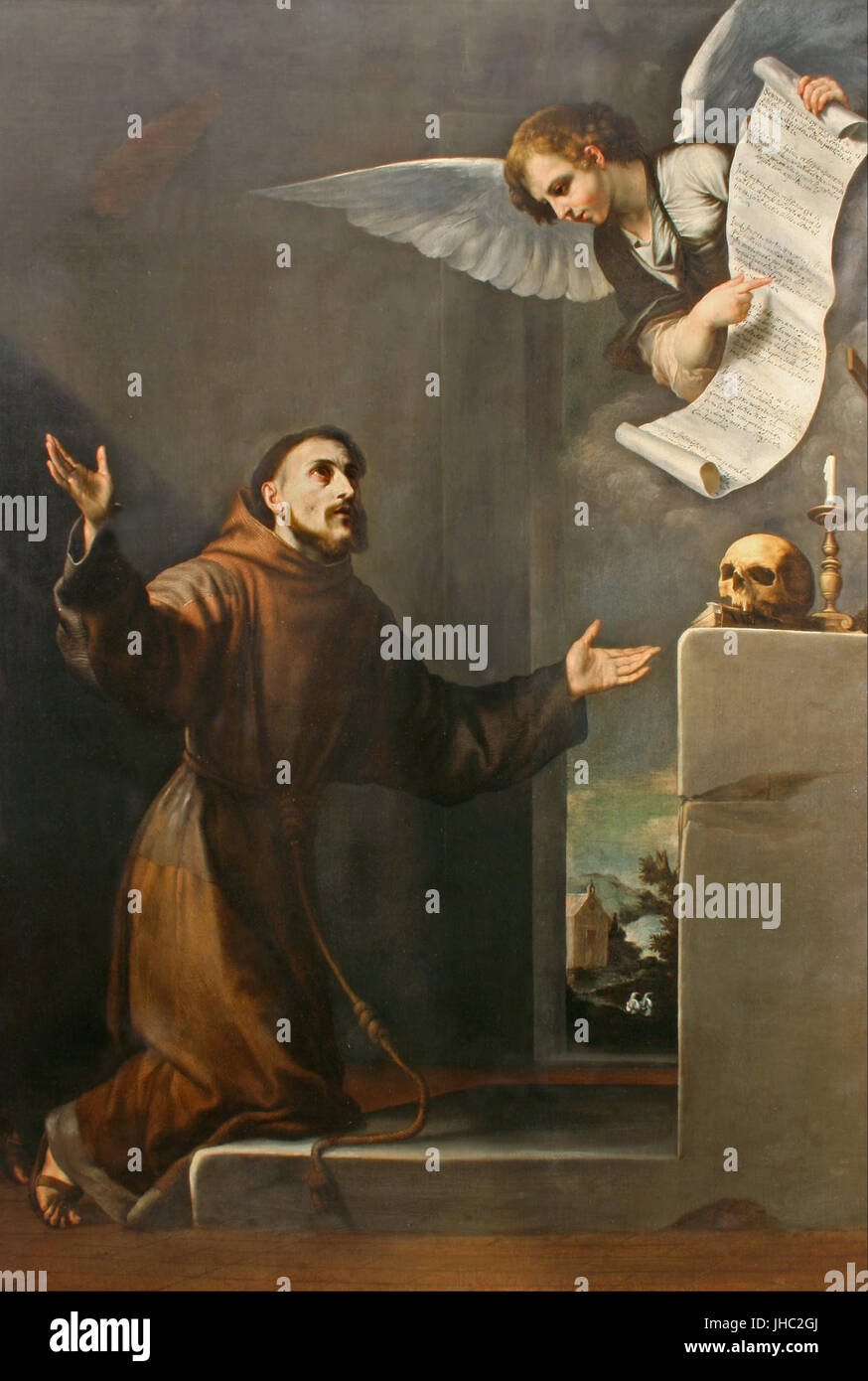 Jusepe DE RIBERA (et collaborateur) - Saint François reçoit les privilèges de l'Ange 7 - Banque D'Images
