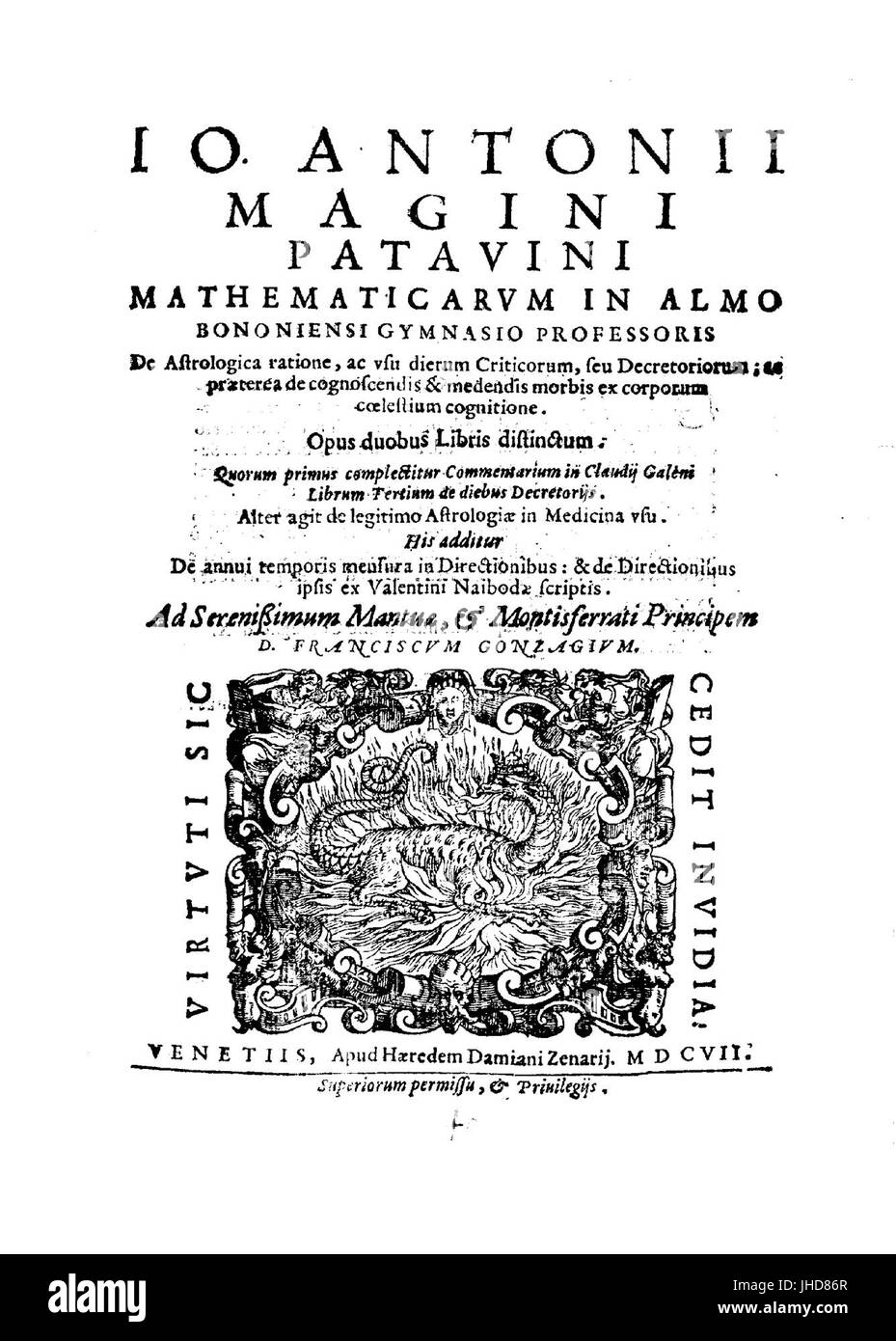 Magini - De astrologica ratione, ac vsu, decretoriorum criticorum dierum seu, 1607 - 155308 Banque D'Images