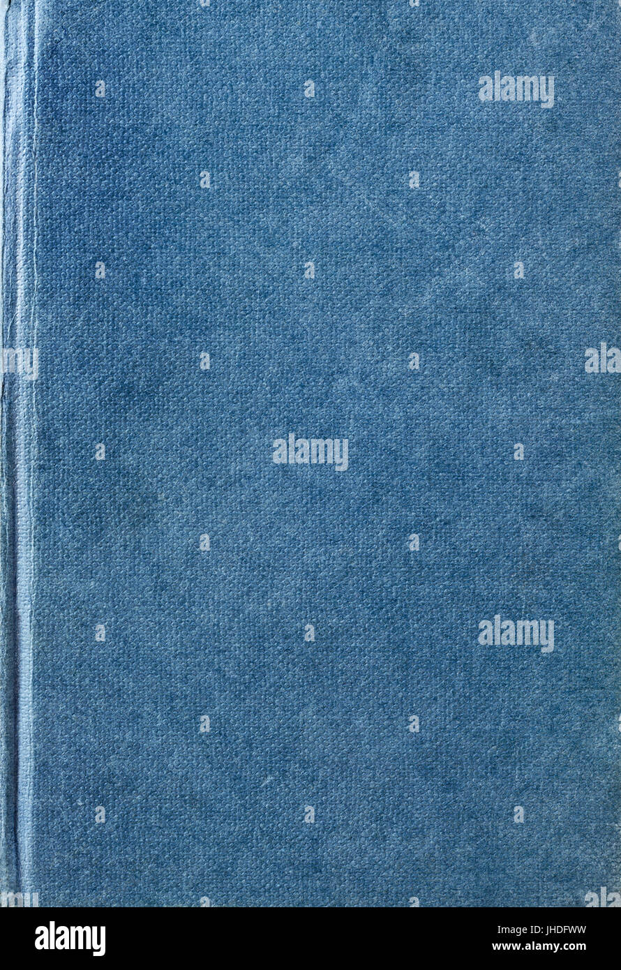 Texture background d'un vieux, rayé, légèrement usé et marqué de tissu bleu couverture de livre. Banque D'Images