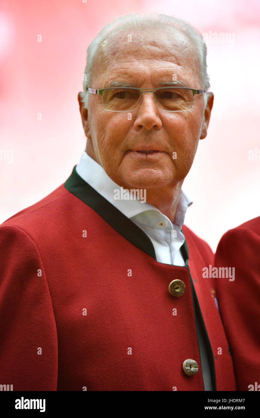 Franz Beckenbauer, le portrait, le championnat allemand de football, Allianz Arena, Munich, Bavière, Allemagne Banque D'Images