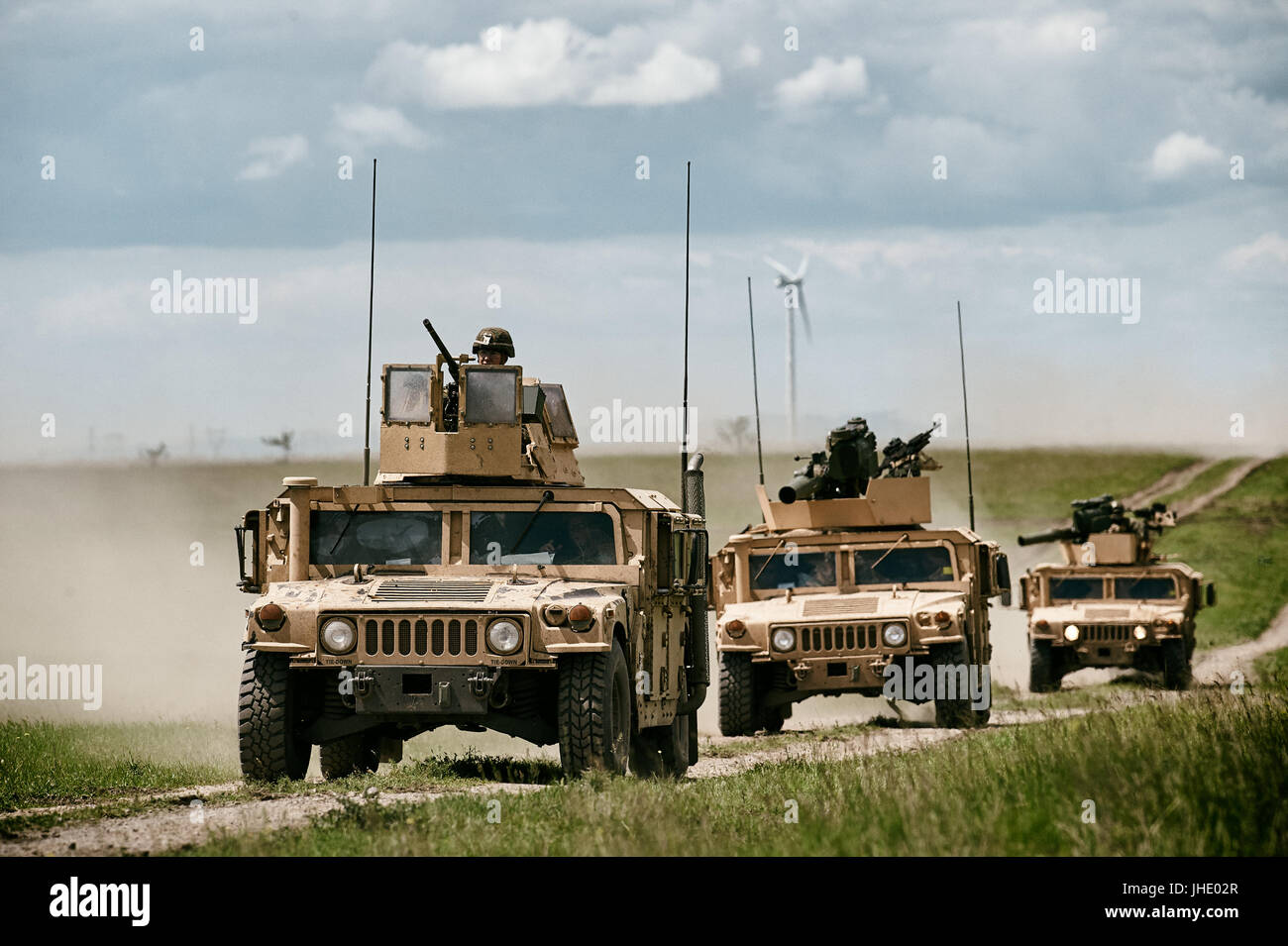 GALATI, Roumanie - 11 décembre:la lutte contre la machine en polygone militaire roumaine dans l'exercice PLATINUM 16 lynx sur Galati, Roumanie, 11 décembre 2015. Banque D'Images