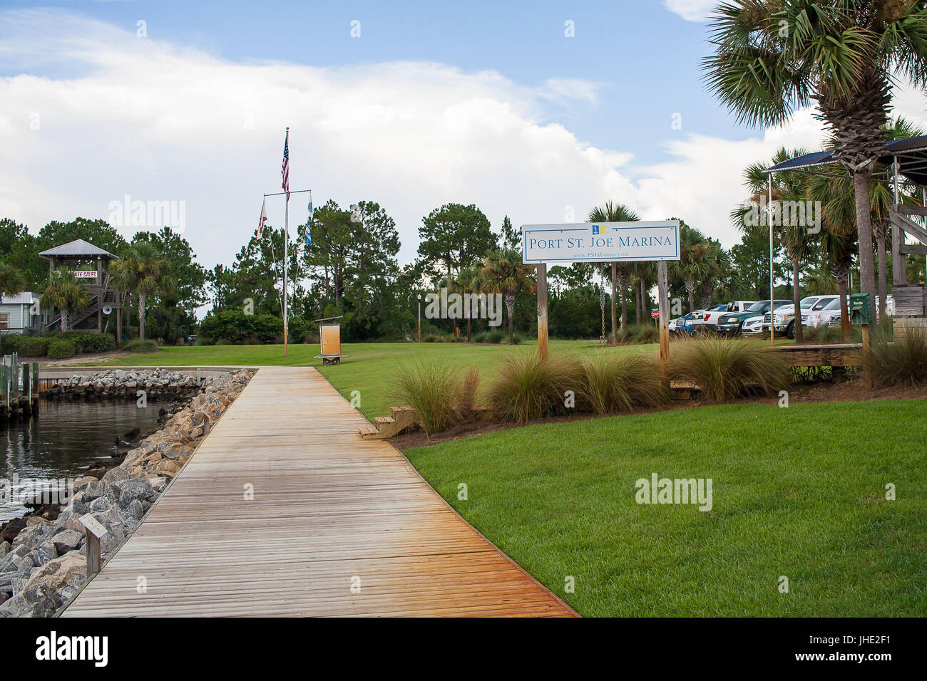 Juillet 2017, Port Saint Joe, en Floride : le port de plaisance de saint Joe sign Banque D'Images Juillet 2017, Port Saint Joe, en Floride : le port de plaisance de saint Joe sign Banque D'Images