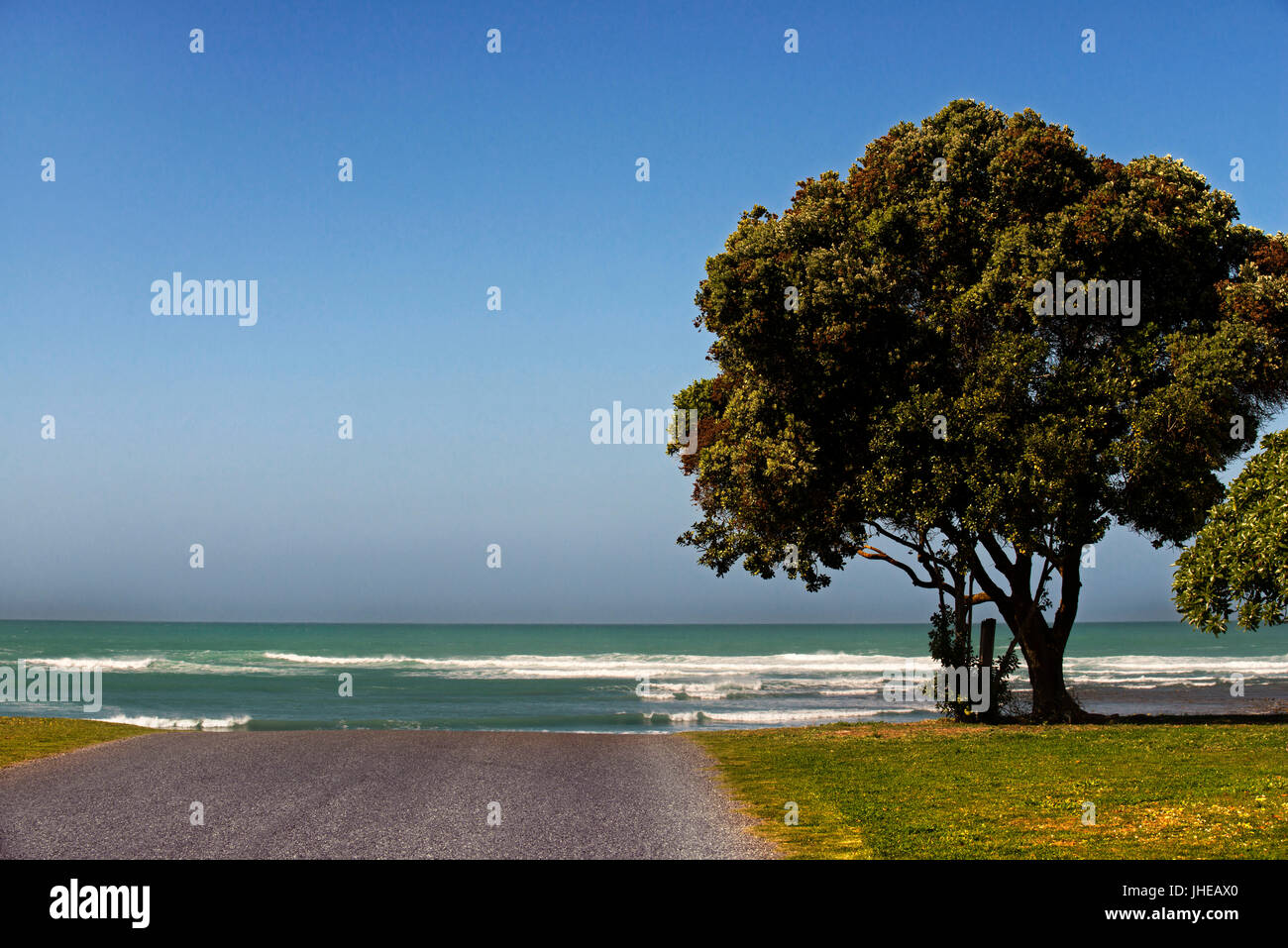 Route sans fin, fin de la voie, le cap Agulhas, Western Cape, Afrique du Sud Banque D'Images