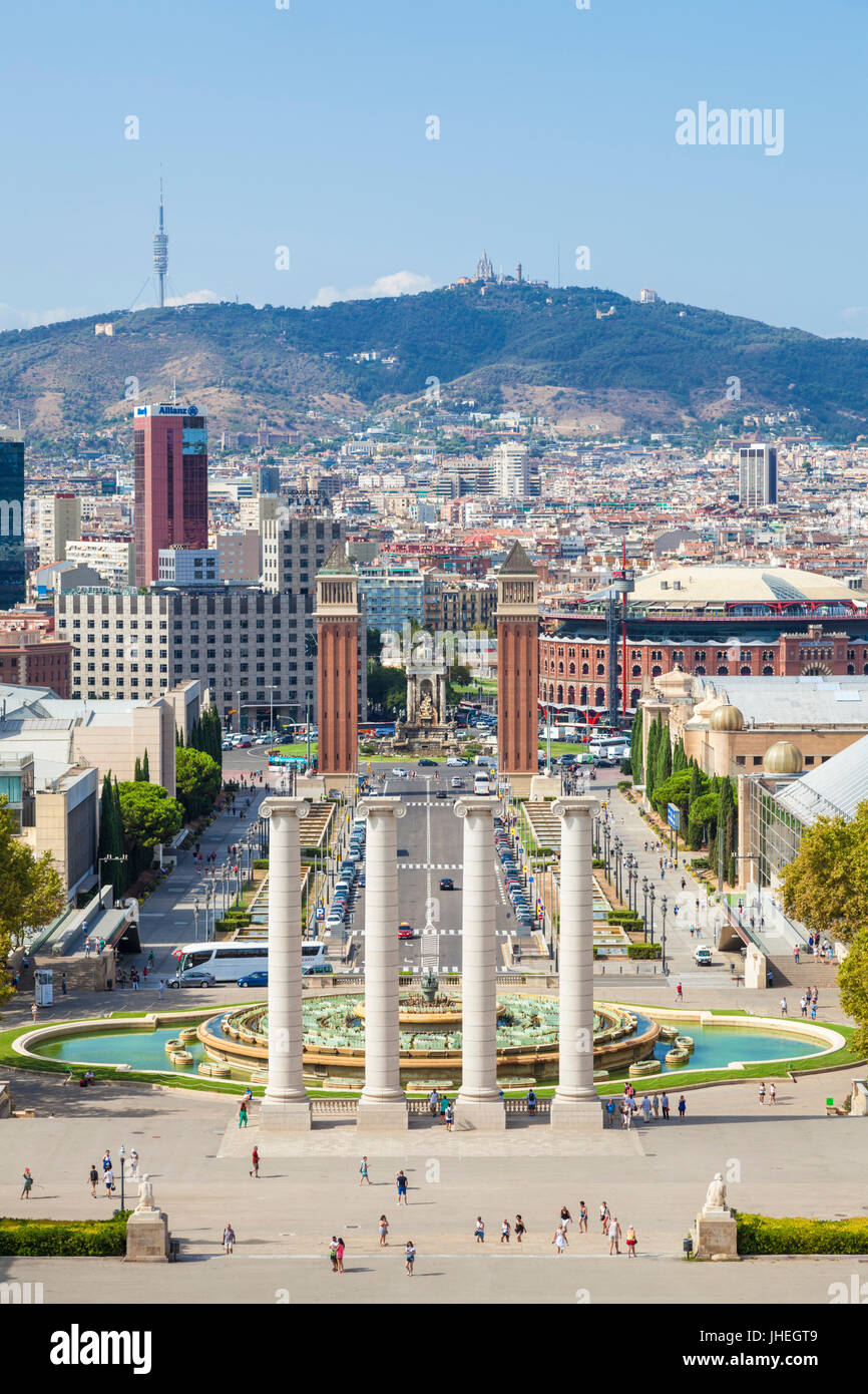 Catalunya Barcelone Espagne Barcelone Barcelone ville avec les fontaines magiques de Mont Juic Font Magica de Montjuic Espagne eu Europe Catalogne Banque D'Images