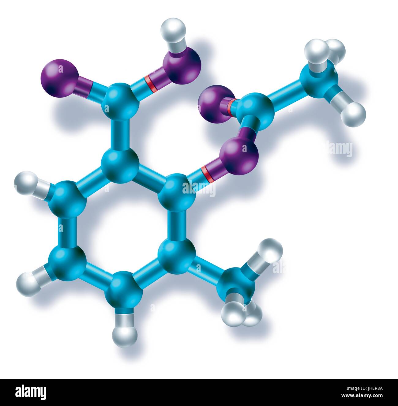 Sciences pharmaceutiques biochimie médicale molécule structure 3d avec ombre Banque D'Images