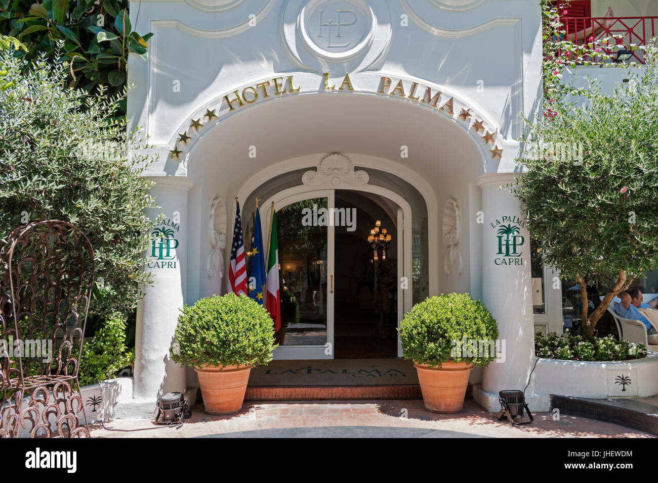 Les quatre étoiles hôtel La Palma est le plus ancien hôtel de l'île de Capri. Banque D'Images