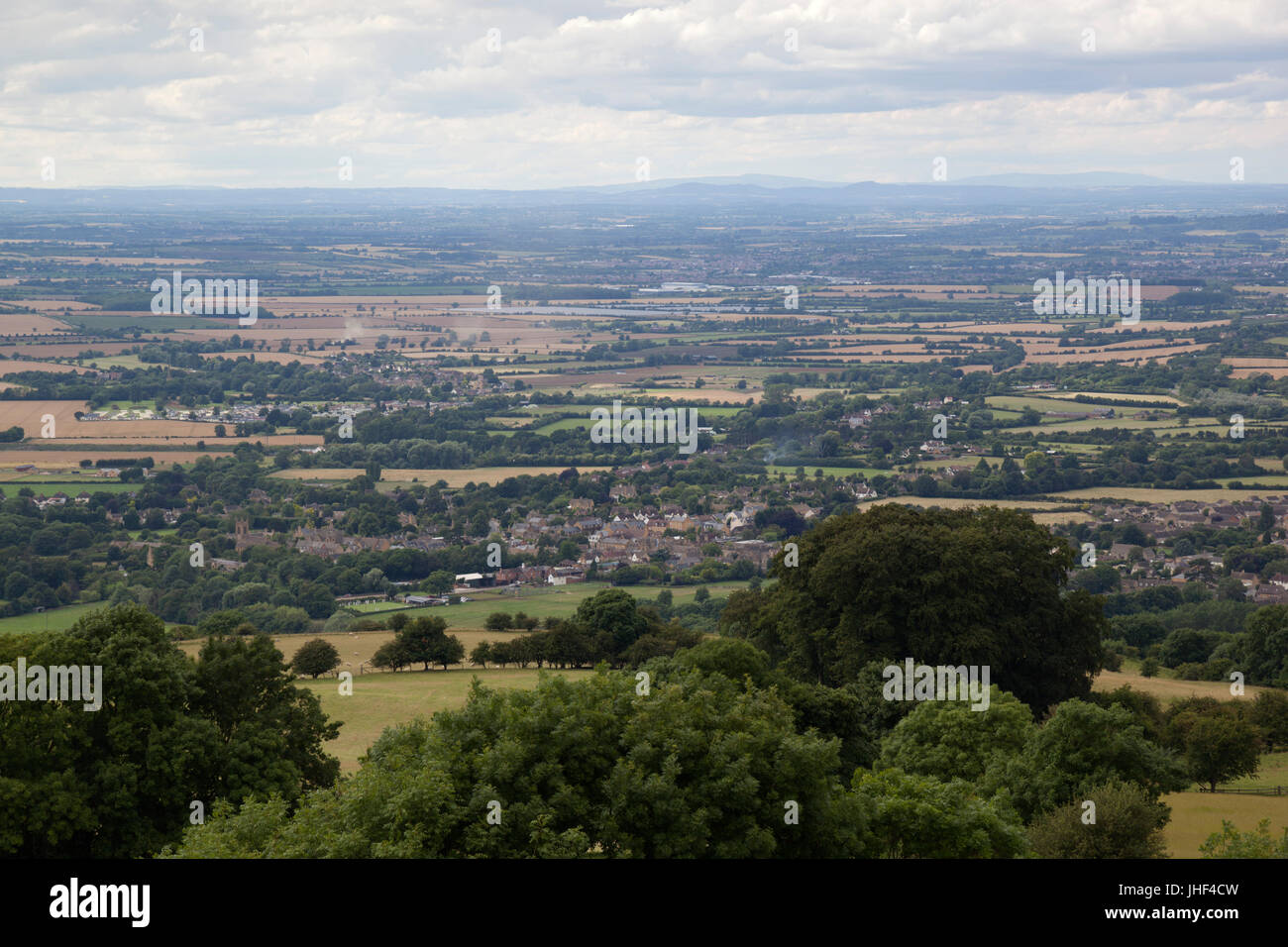 Vue du toit de la tour de Broadway, Broadway, Cotswolds, Worcestershire, Angleterre, Royaume-Uni, Europe Banque D'Images