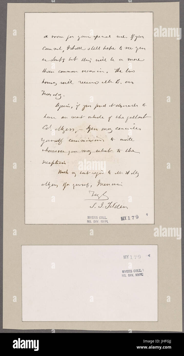 Tilden, Samuel Jones. Albany. Pour Mme Julian James (NYPL)11868620-5327290 b Banque D'Images