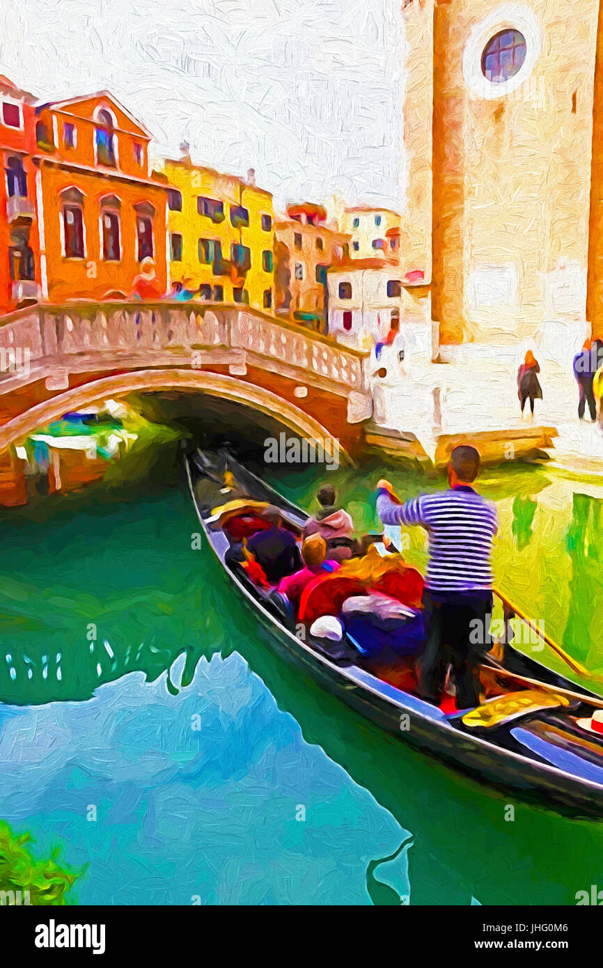 Gondole à Venise. --Art Peinture Photo Numérique Banque D'Images