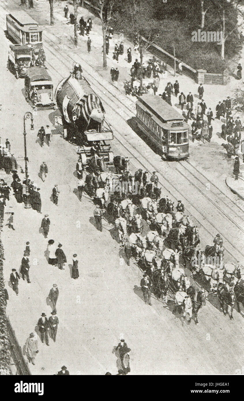 Capturé un sous-marin allemand u boat, UC5, utilisé pour stimuler la vente de la liberté d'obligations. La liberté de démonstration Prêts, New York, Octobre 1917 Banque D'Images