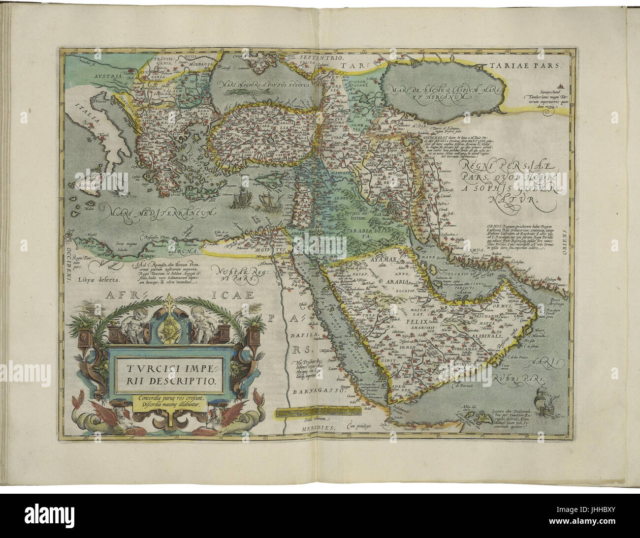 Carte de l'Empire Ottoman par Abraham Ortelius Banque D'Images