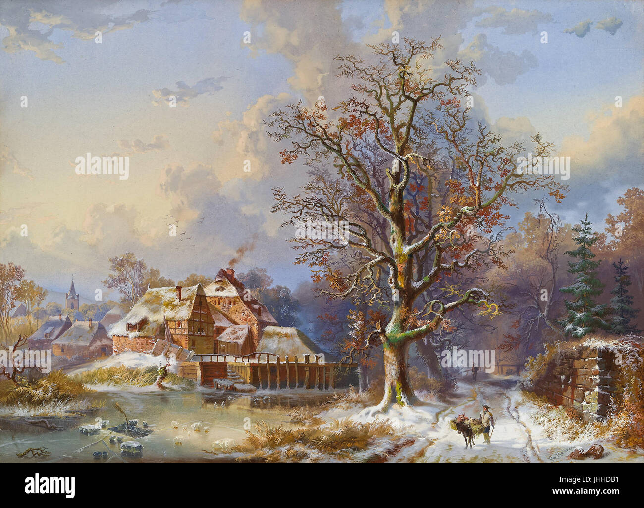 Remigius Adrianus Haanen - Village en hiver Banque D'Images