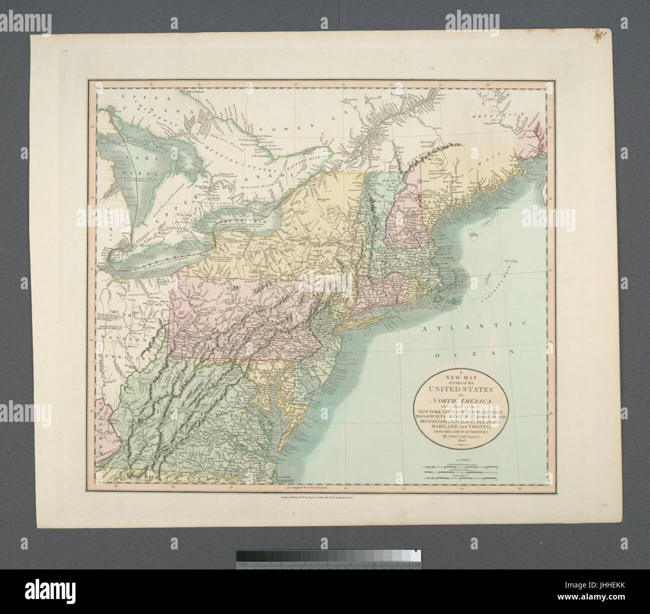 Une nouvelle carte d'une partie de l'United States of North America - contenant ceux de New York, Vermont, New Hampshire, Massachusets, Connecticut, Rhode Island, Connecticut, New Jersey, Delaware, Maryland (NYPL b13505517-434141) Banque D'Images