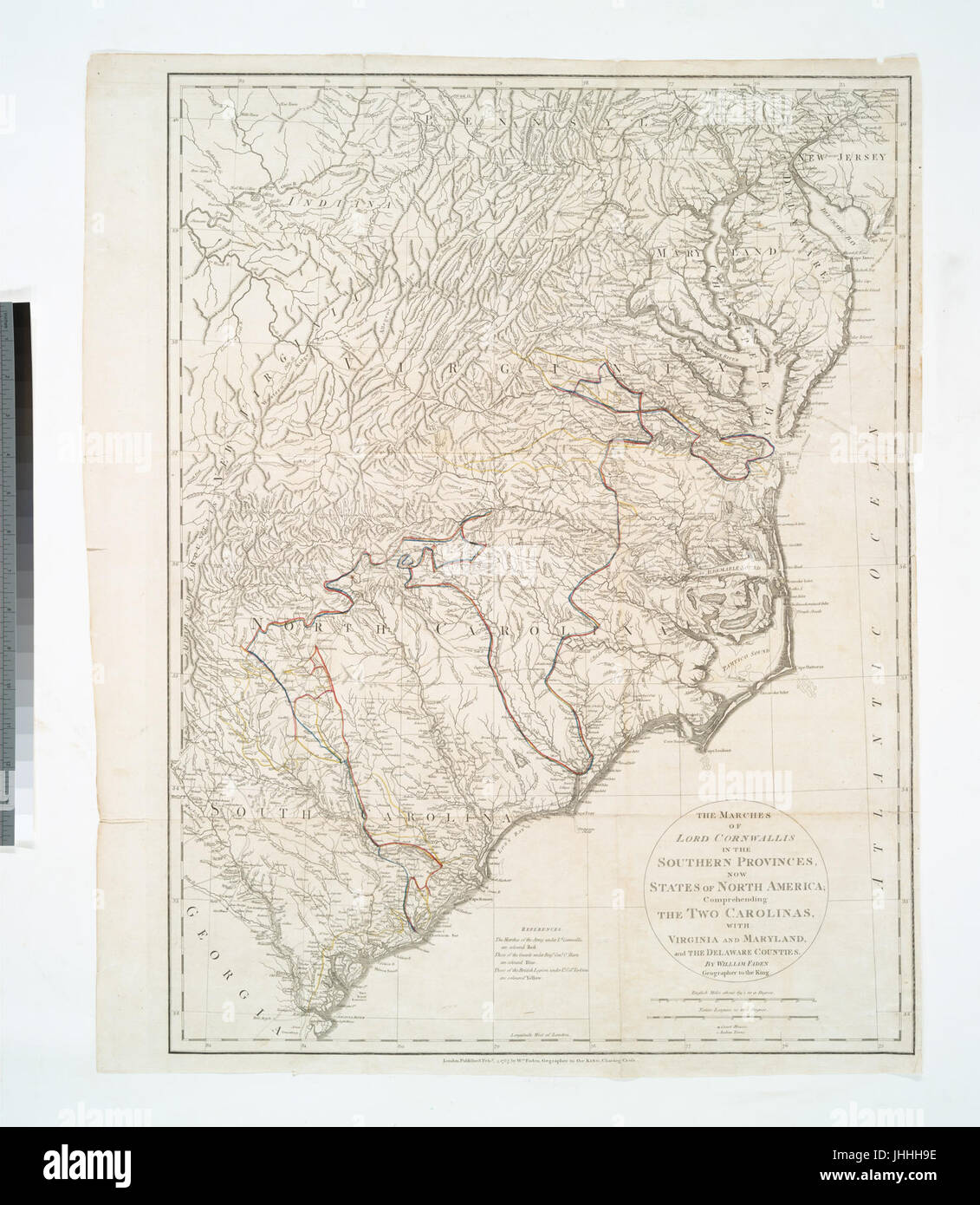 Les marches de Lord Cornwallis dans les provinces du sud - maintenant, les États d'Amérique du Nord, comprendre les deux Carolines, avec la Virginie et le Maryland, et les comtés (NYPL b15384231-434469) Banque D'Images