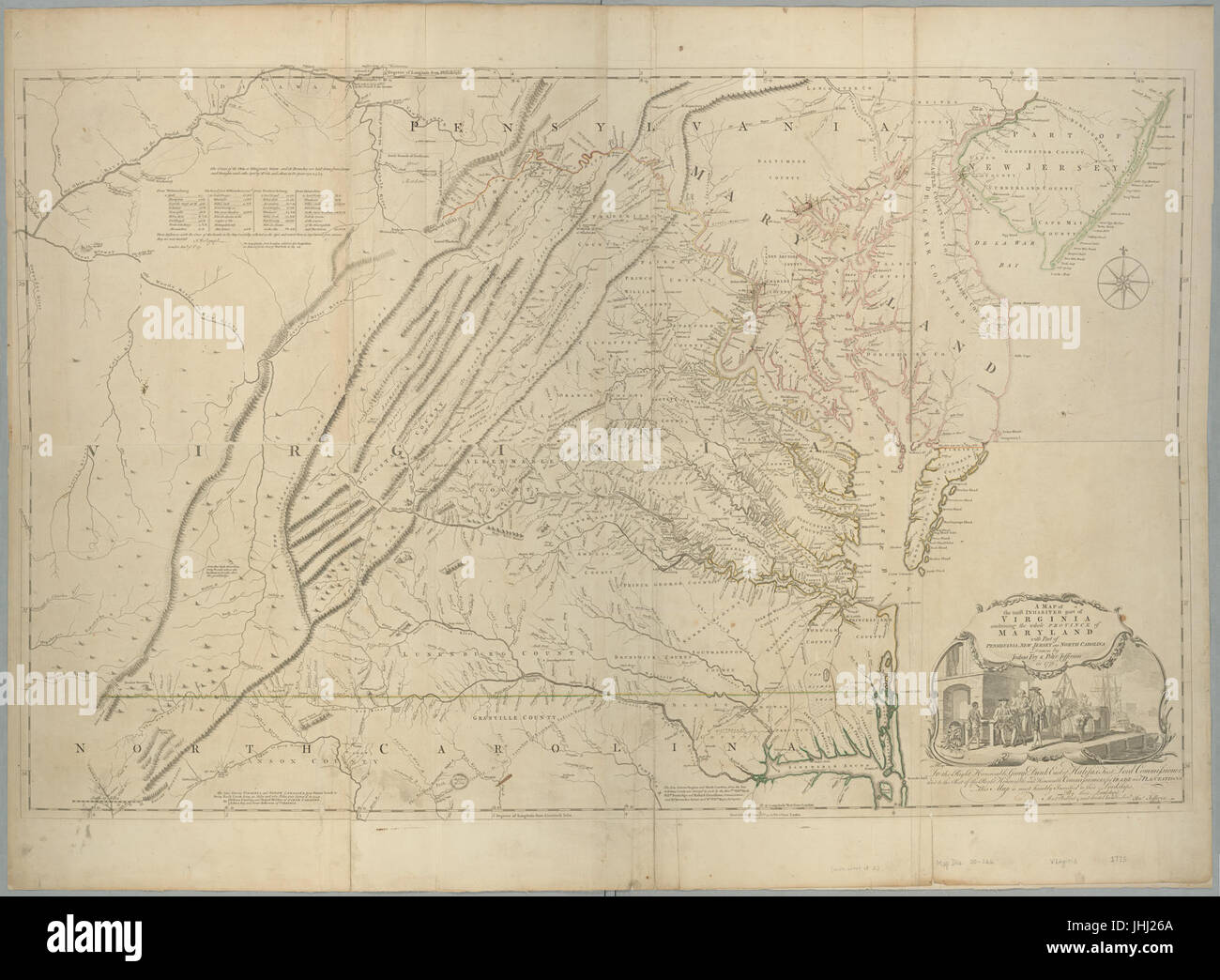 Une carte des plus partie habitée de Virginie contenant la totalité de la province du Maryland - avec une partie de Pensilvania, New Jersey et New York (NYPL b14905752-434595) Banque D'Images