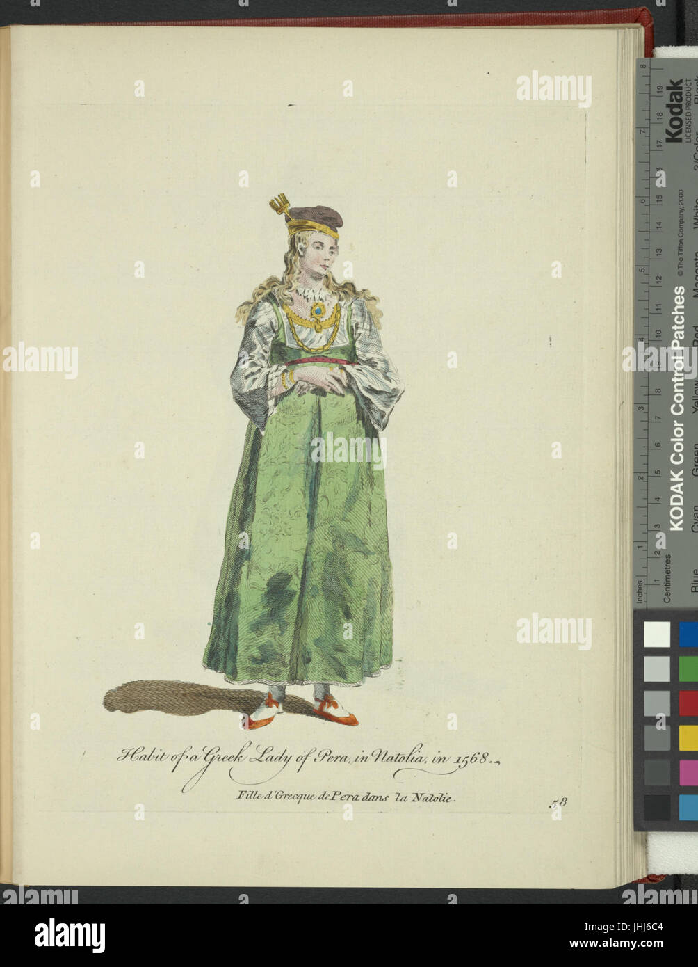 Habitude d'une dame grecque de Pera dans Natolia, en 1568. Fille d'Grecque dans la Natolie (NYPL)14140320-1638066 b Banque D'Images