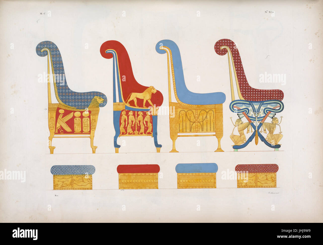 Quattro sedie reali coi loro suppedanei b14291206-425431 (NYPL) Banque D'Images