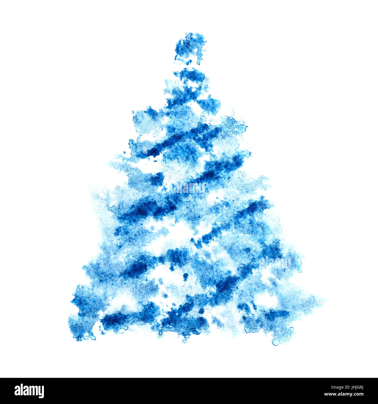 Arbre de Noël scetched bleu isolé sur fond blanc - illustration raster Banque D'Images
