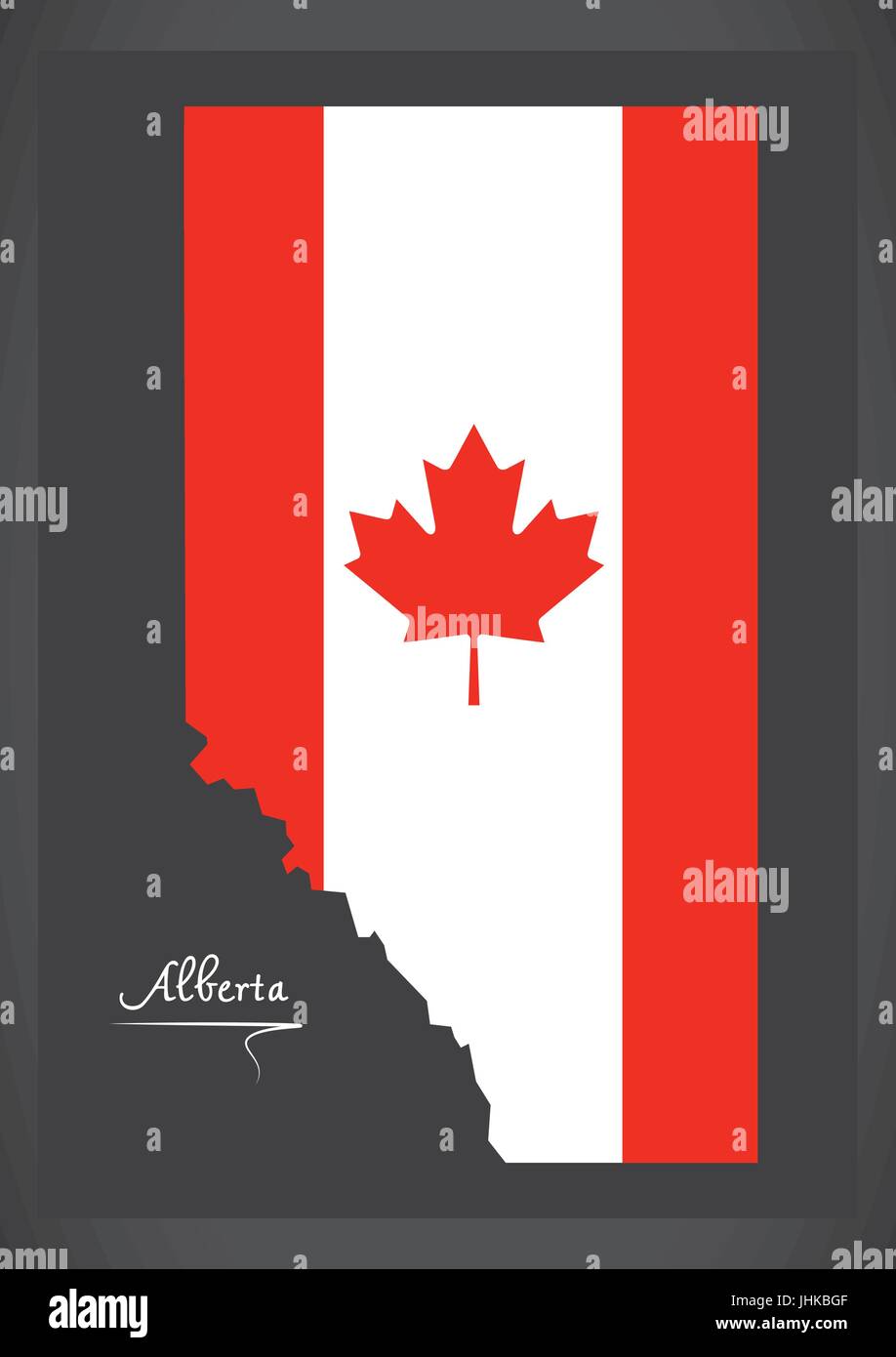 Alberta Canada map avec le Canadien national flag illustration Illustration de Vecteur
