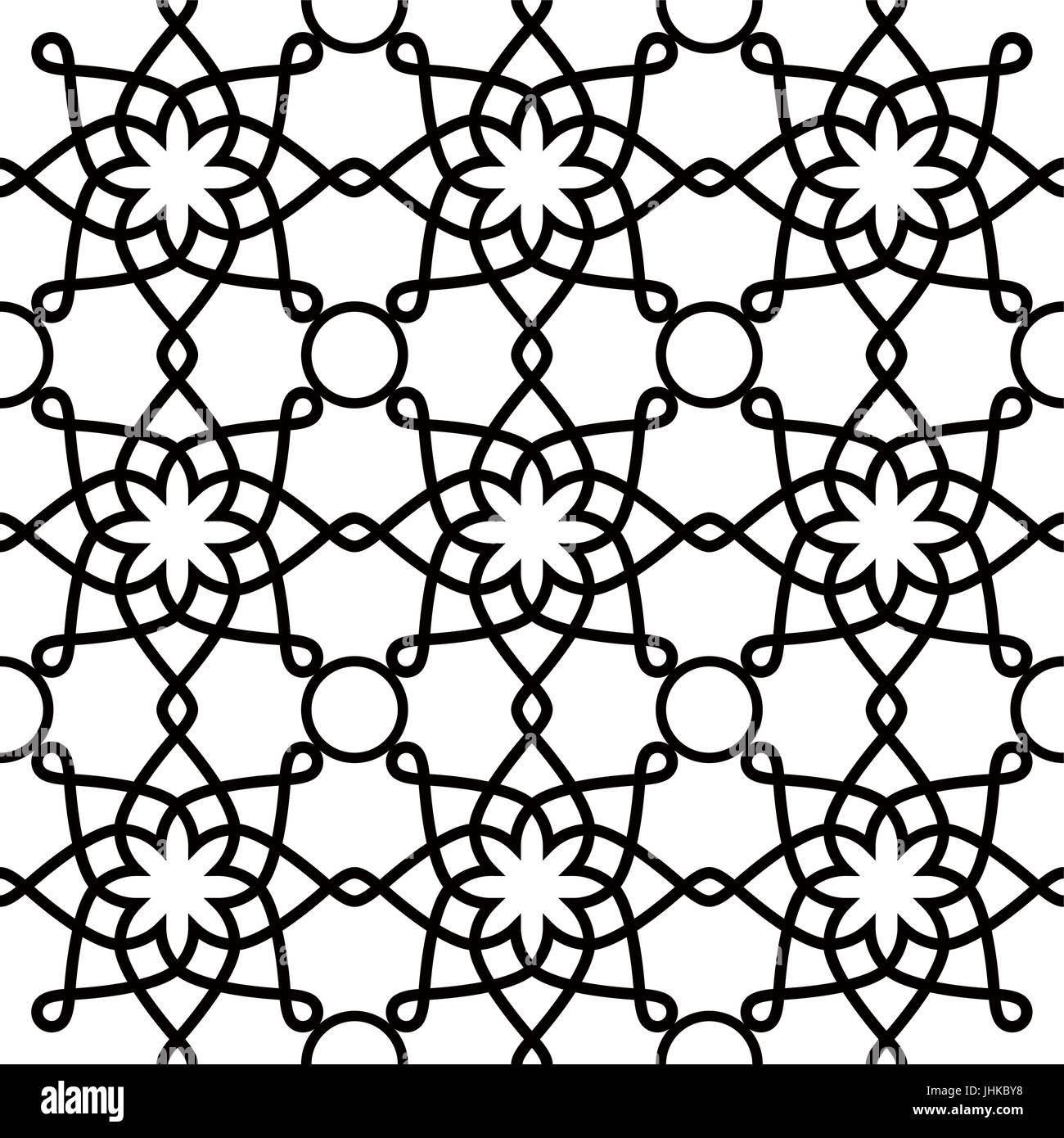 Motif géométrique, sans ornement, sol carrelé de style arabe dessin en noir et blanc Illustration de Vecteur