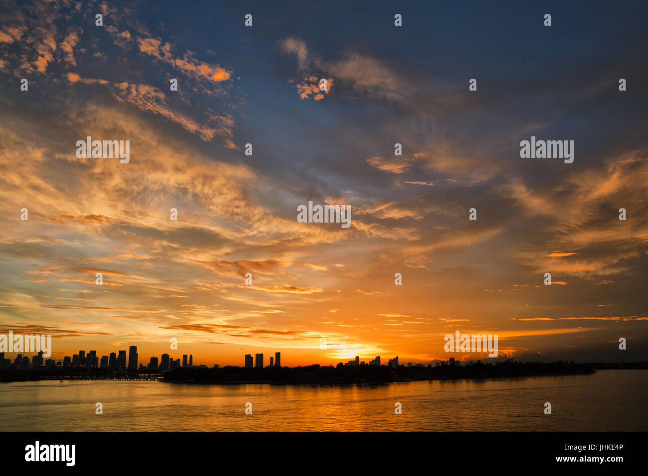 L'heure du coucher du soleil à Miami Banque D'Images