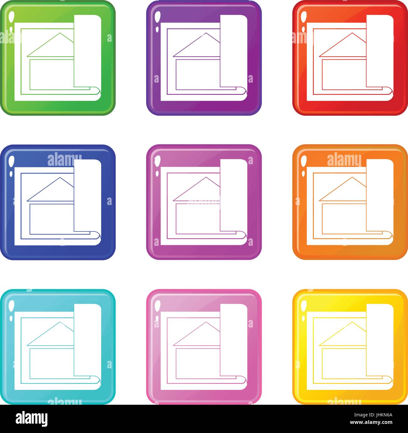 Les icônes des plans de construction set 9 Illustration de Vecteur