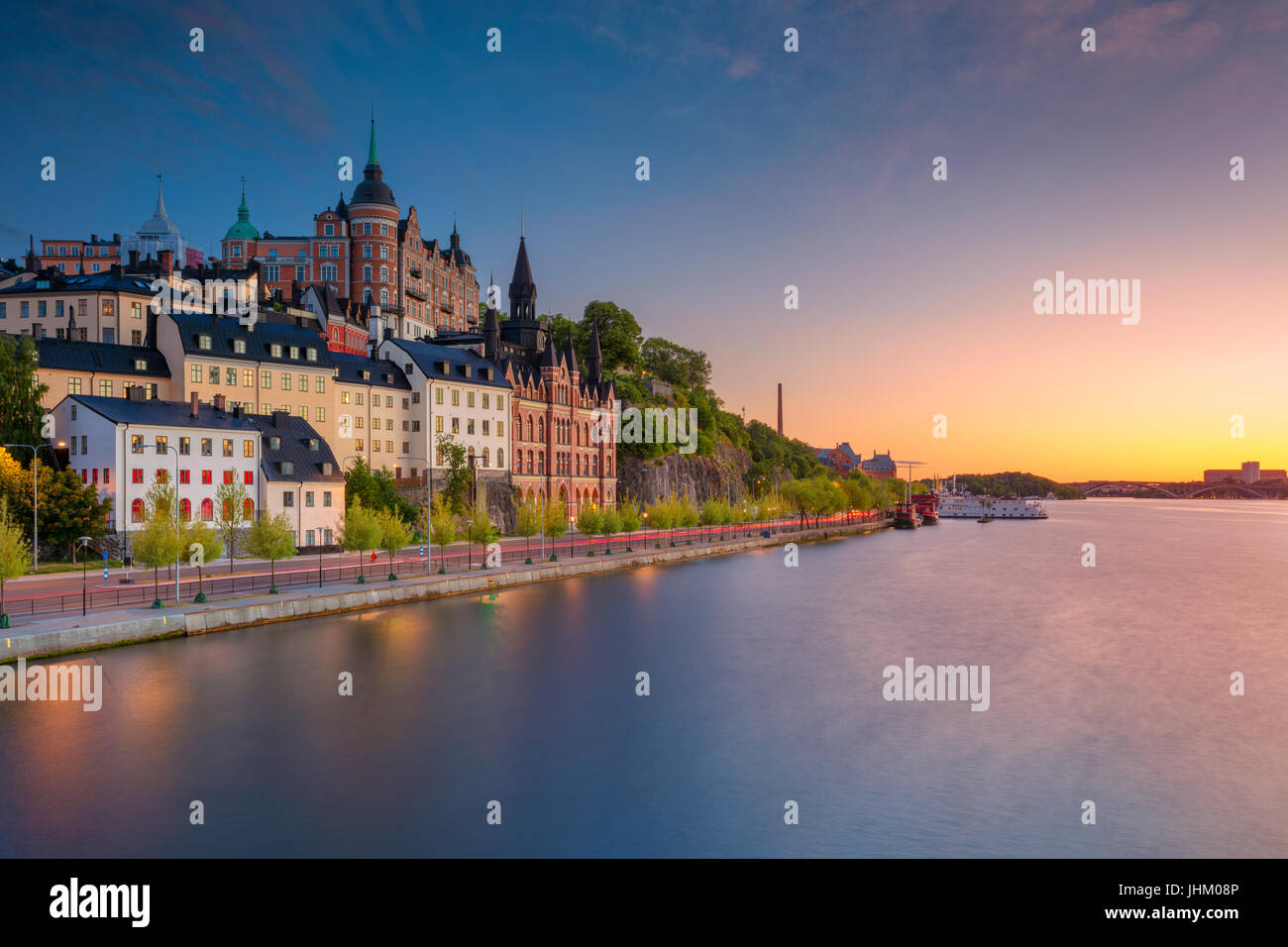 Stockholm. Image de la vieille ville de Stockholm, la Suède pendant le coucher du soleil. Banque D'Images