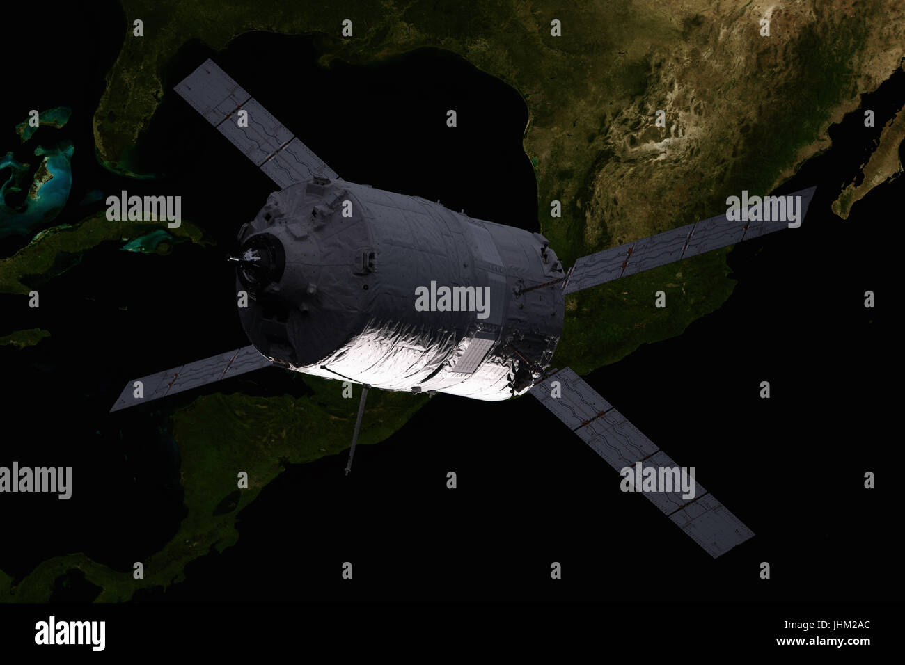 Vaisseaux Cargo - Le véhicule de transfert automatique sur la planète Terre. Éléments de cette image fournie par la NASA. Banque D'Images
