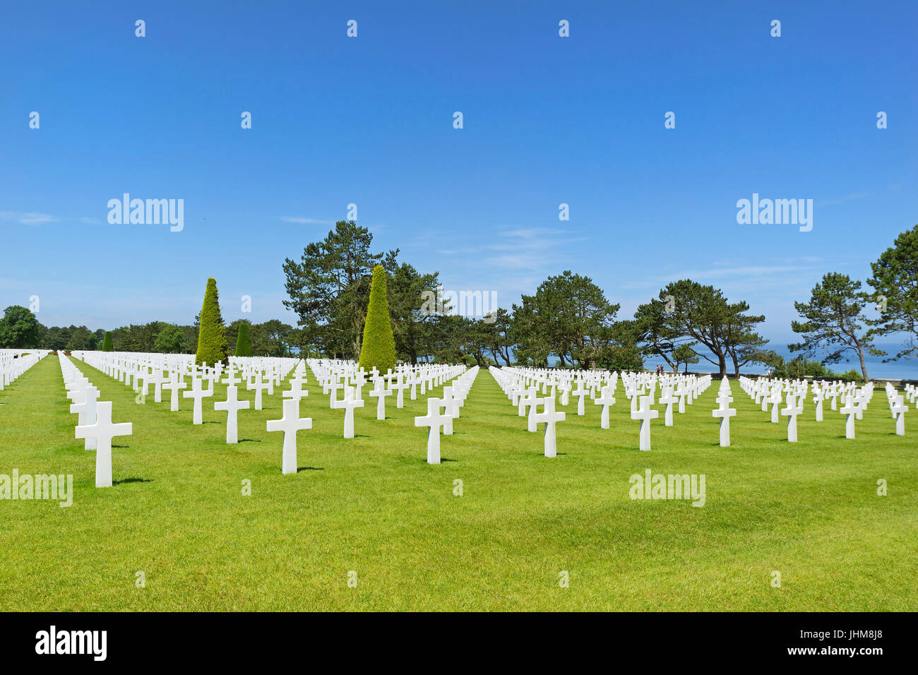 COLLEVILLE-SUR-MER, FRANCE - juin 2014 ; Cimetière Américain. Banque D'Images