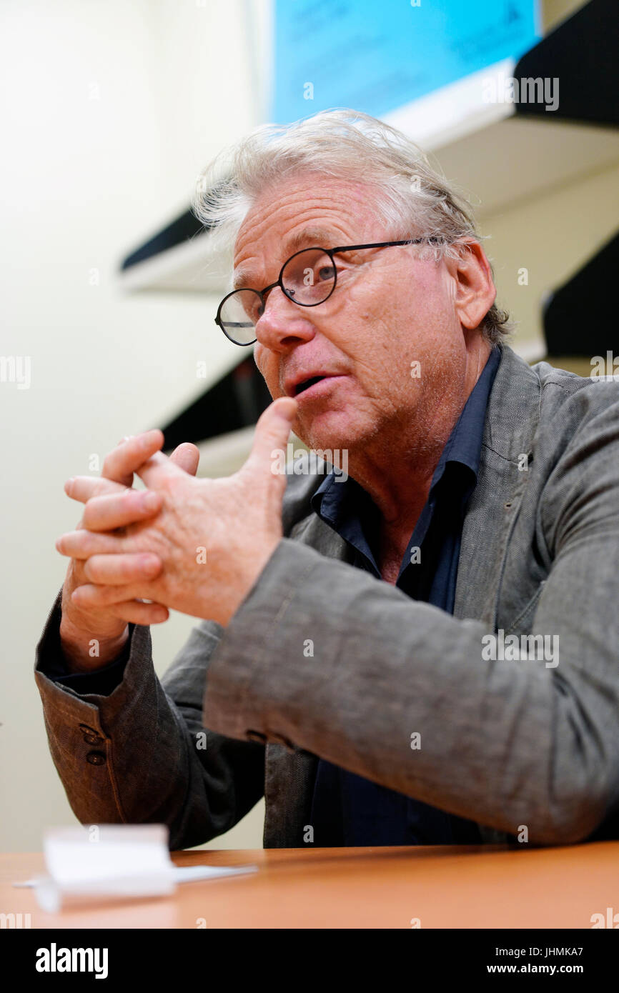 Montréal, Canada. 14 juillet, 2017. Daniel Cohn-Bendit interviewée avant de donner une conférence à Montréal.Credit:Mario Beauregard/Alamy Live News Banque D'Images