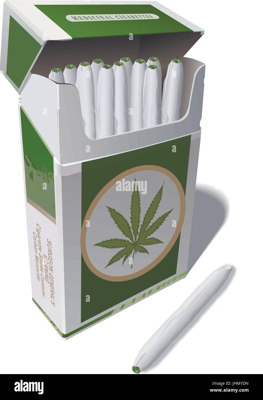 Une boîte de cigarettes de marijuana à des fins médicinales. Illustration de Vecteur