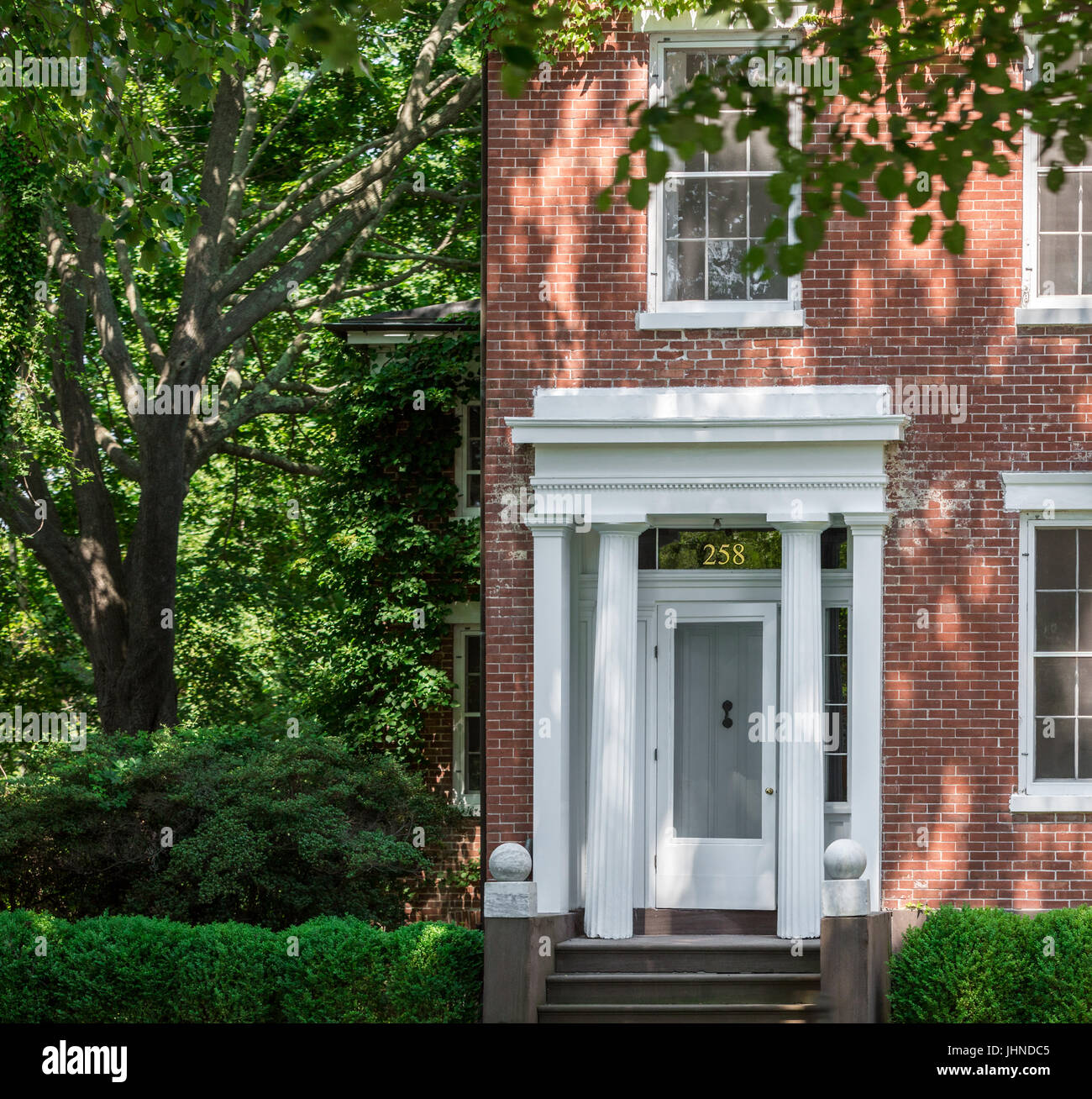 Détail d'une maison sur la rue Main à Sag Harbor, NY Banque D'Images