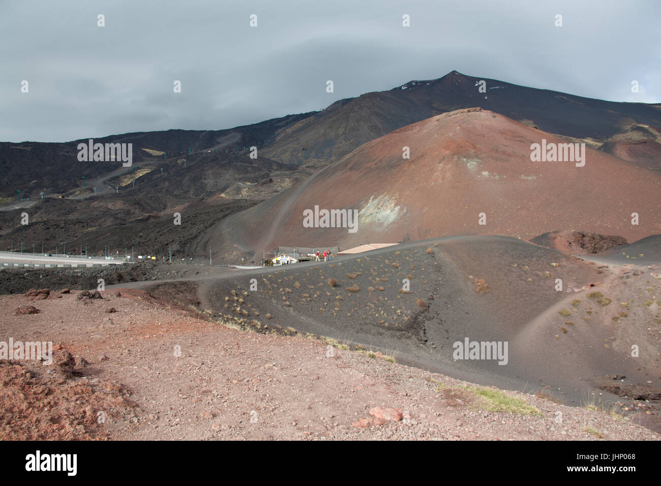 Sicile, Italie, Italia, Volcan Ethna, avec des champs de lave de l'éruption et de soufre Banque D'Images