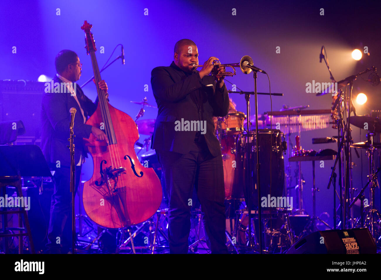 Festival de Jazz de Montréal, Stanley Clarke groupe jouant Banque D'Images