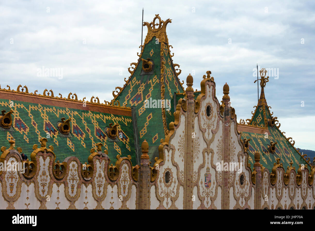 Détail architectural de l'État hongrois, du trésor, Lipótváros Hold utca, Budapest, Hongrie, vu de l'Hôtel President Banque D'Images