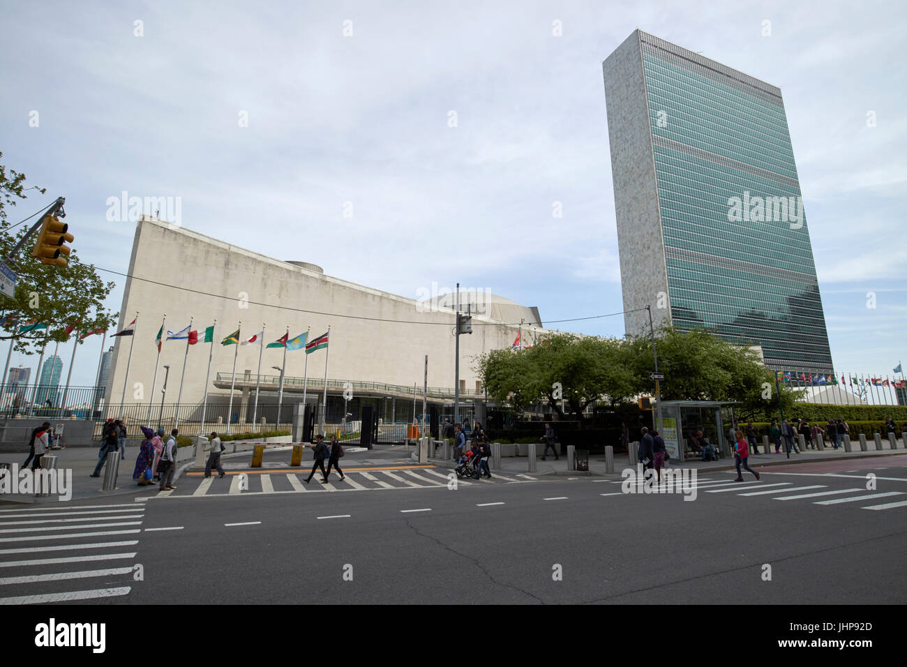 Tour du secrétariat des Nations Unies salle de l'assemblée générale des Nations unies bâtiments New York USA Banque D'Images