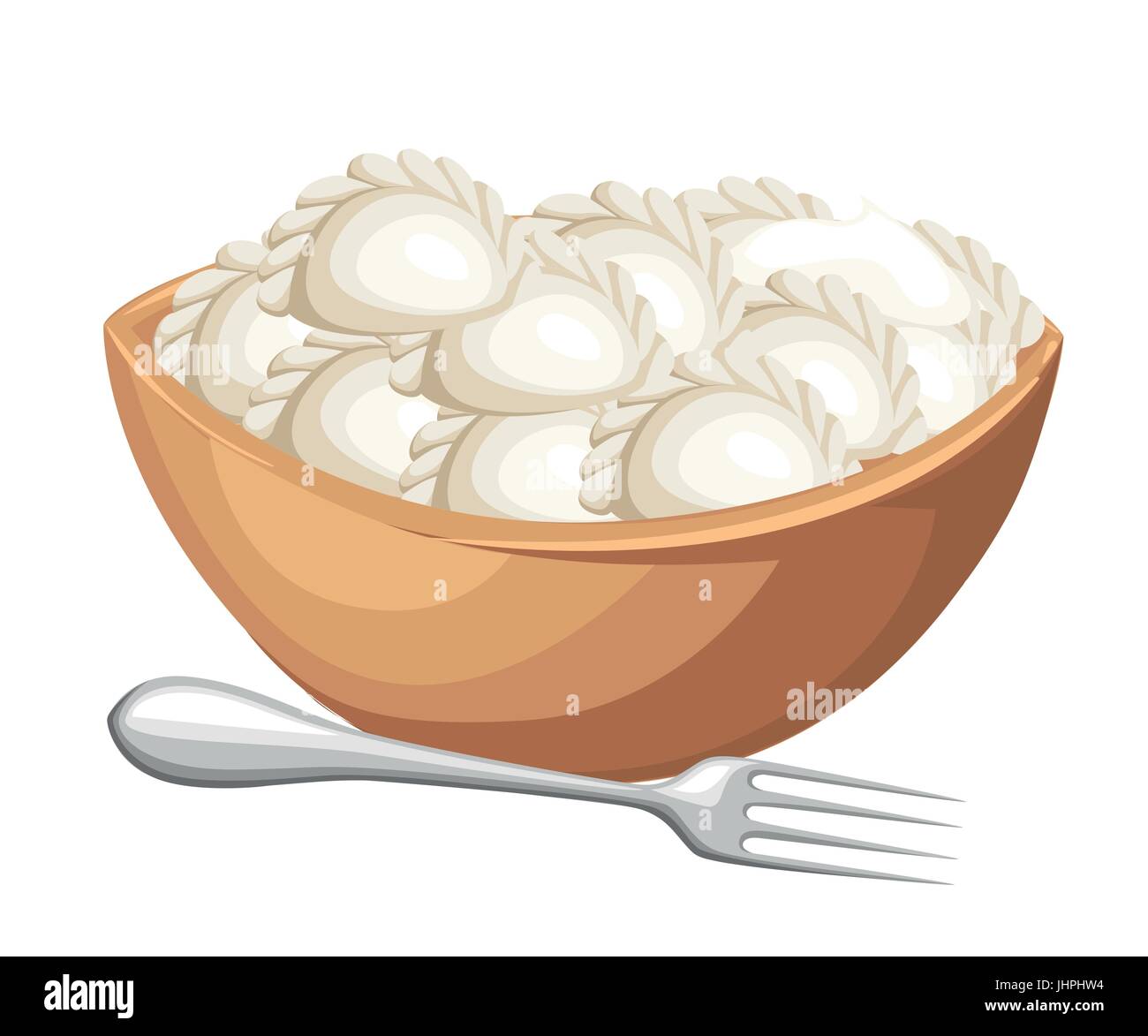 Vareniki. Pelmeni. Des boulettes de viande. L'alimentation. Aneth, persil, poivre noir, le laurier. La cuisson. Des plats nationaux. Le dîner. Les produits de la pâte et de la viande Vec Illustration de Vecteur