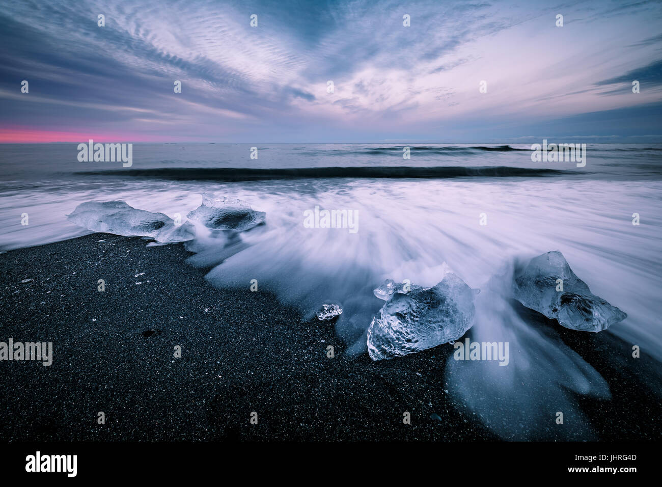 Plage du diamant dans la région de Hofn Islande Banque D'Images