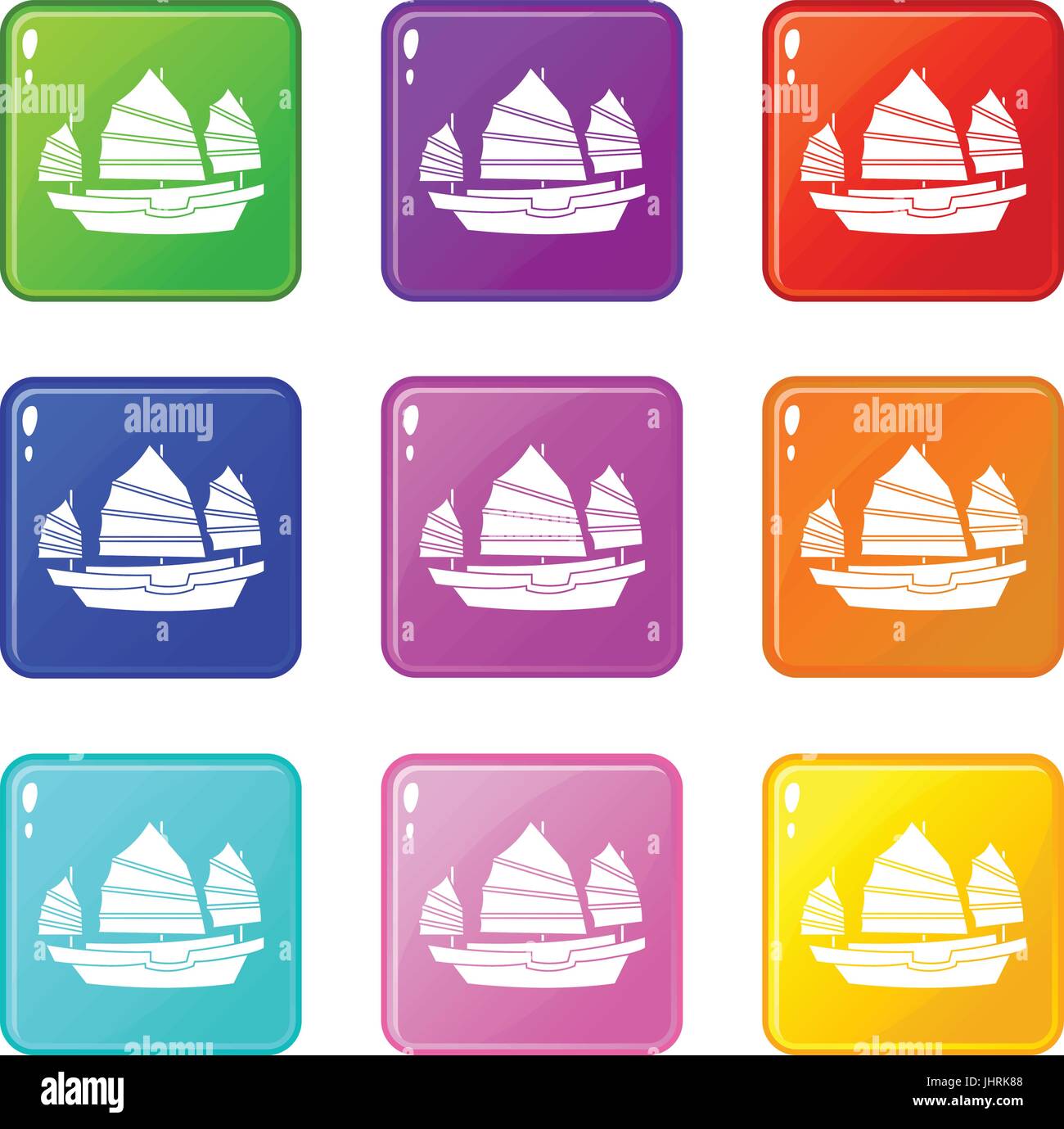 Icônes jonque set 9 Illustration de Vecteur