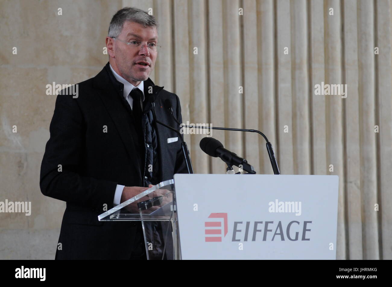 Pierre Berger, directeur général d'Eiffage Construction company parle à Lyon (France) Banque D'Images