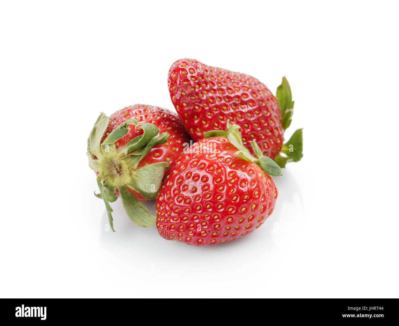 Trois jardin bio fraises isolated on white Banque D'Images