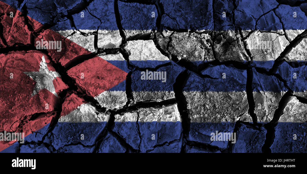 Drapeau Cuba la peinture sur sol fissuré haute précision . 3D illustration Banque D'Images
