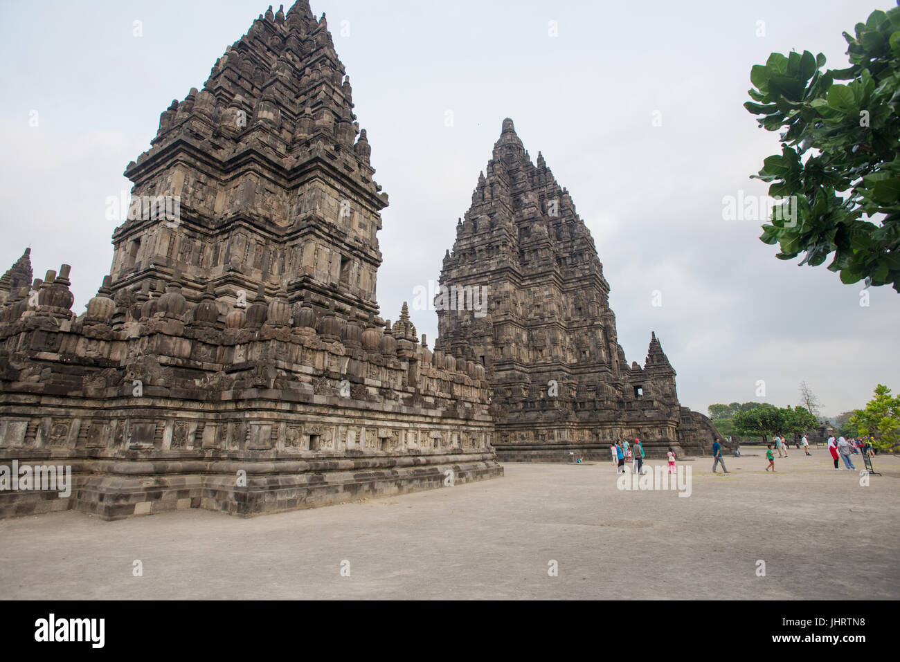 9e siècle Temple Hindou de Prambanan, composé Yogyakarta Indonésie Java. Banque D'Images
