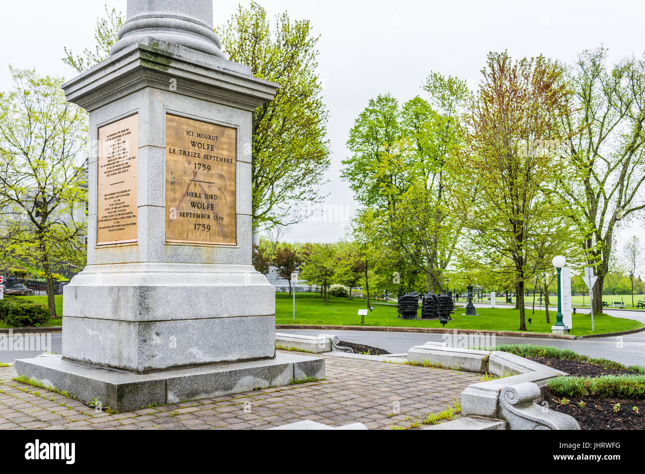 La ville de Québec, Canada - 30 mai 2017 : monument mémorial de Wolfe en plaines d'Abraham Banque D'Images