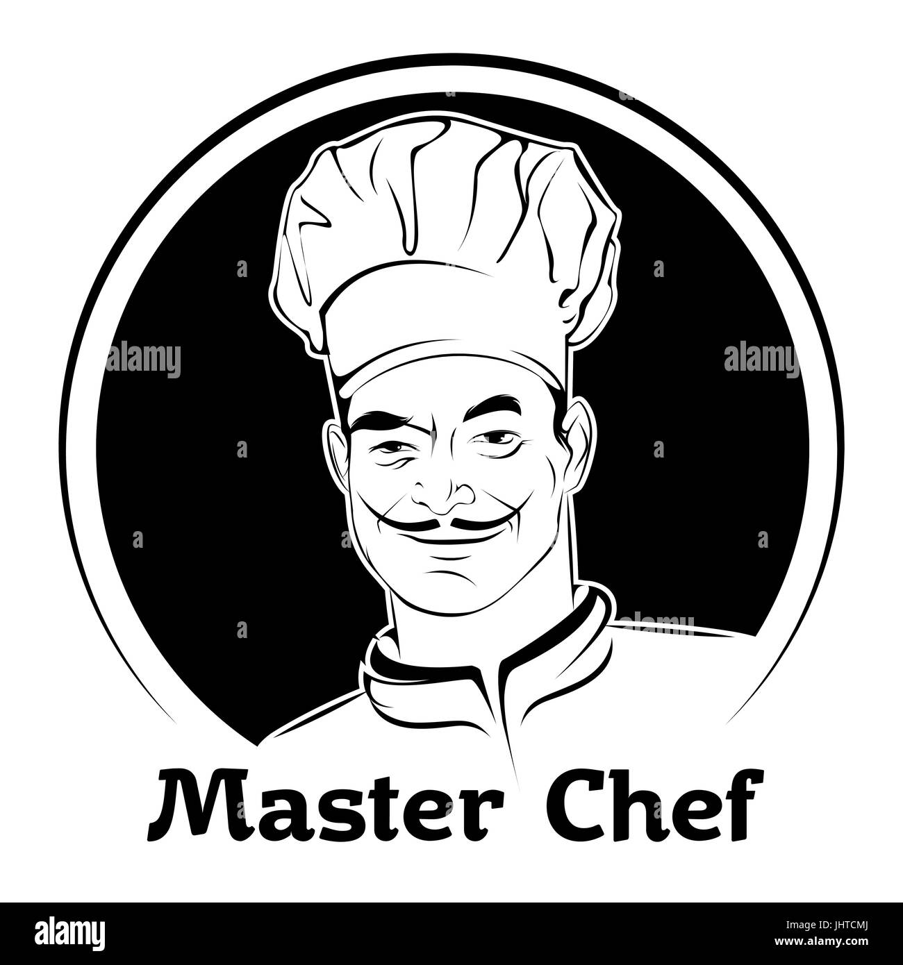 Vector illustration d'un chef dans un capuchon noir et blanc Illustration de Vecteur