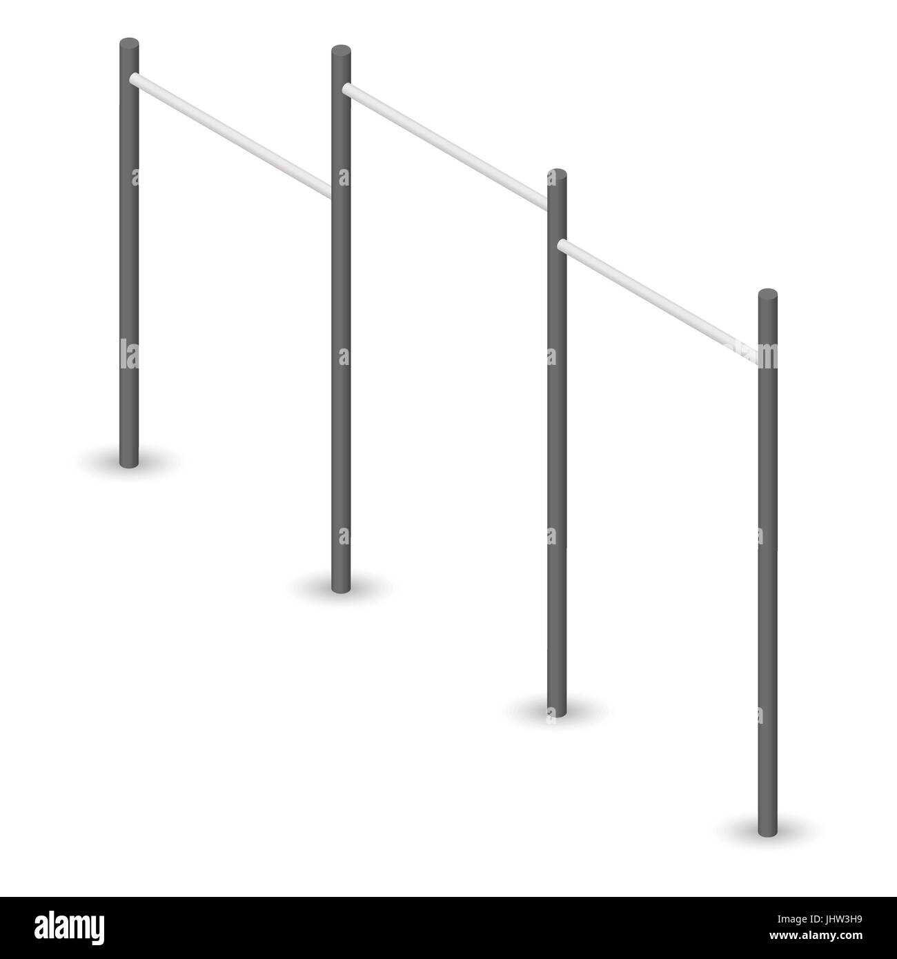 Barre d'acier pour tirer-se lève, isolé sur fond blanc. Élément de design de l'équipement de sport et jeux pour enfants. 3D isométrique, style vector illustration. Illustration de Vecteur