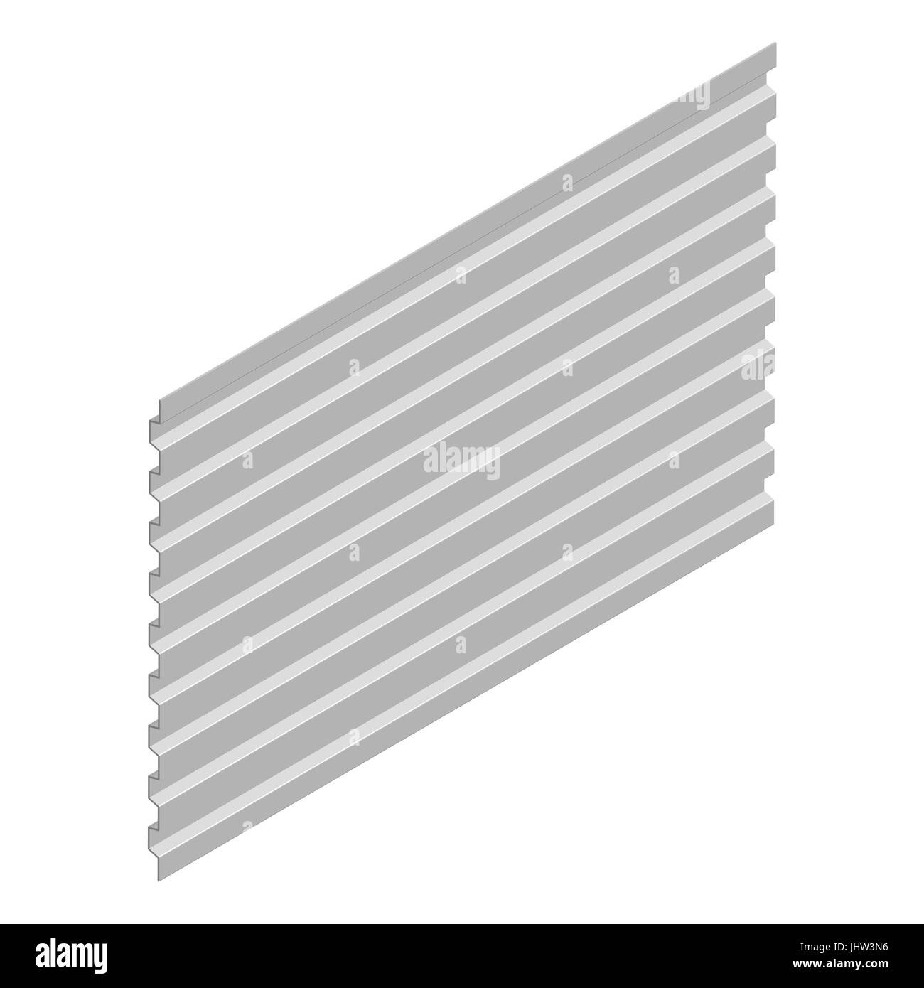 Profil de tôle d'acier, isolé sur fond blanc, disposition verticale. Élément de la conception de matériaux de construction. 3D isométrique, vector style illus Illustration de Vecteur